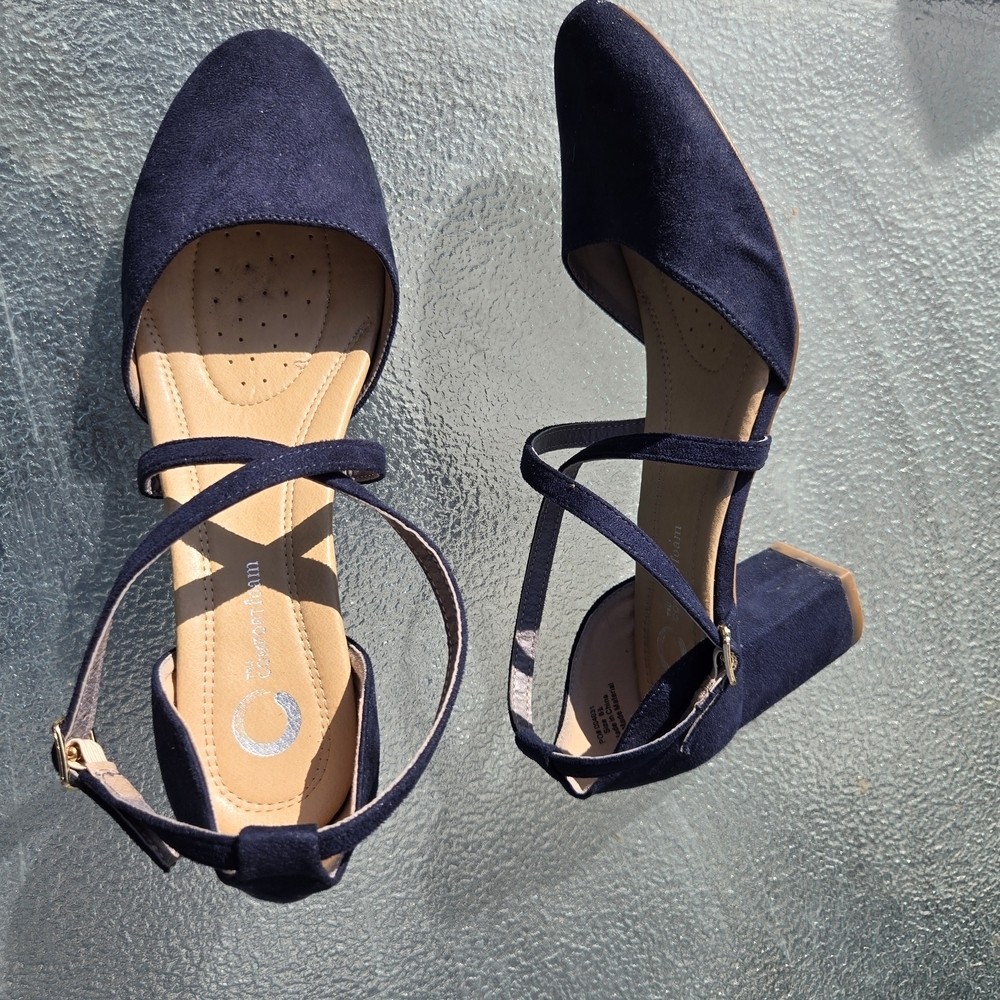 Circus Chic Sz 8.5 Navy Faux Suede Crisscross StrapWomen's Flats